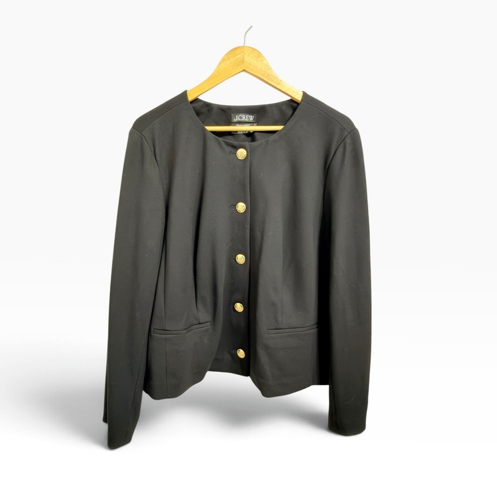 J.Crew Louisa lady Italian ponte Jacket Black Old Money Quiet Luxury 20 #BP593